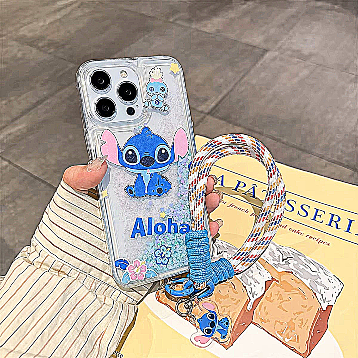 Funda de teléfono con arena movediza y purpurina iphone-stitch