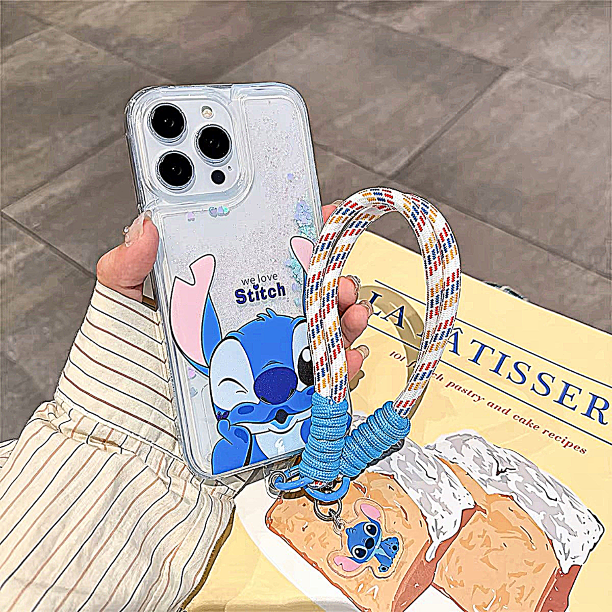 Funda de teléfono con arena movediza y purpurina iphone-stitch