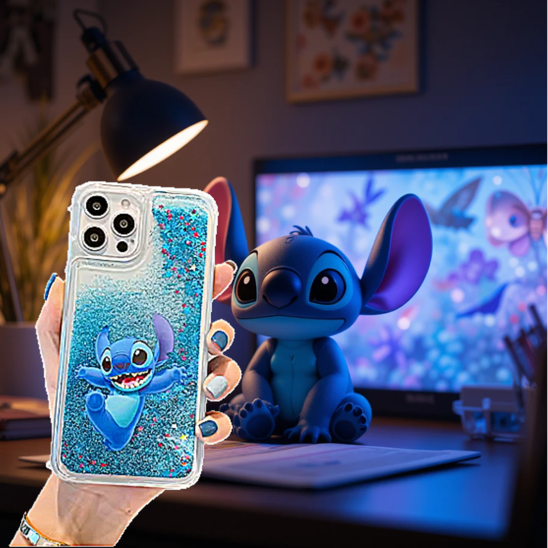 Stitch brillante: funda líquida mágica para tu móvil