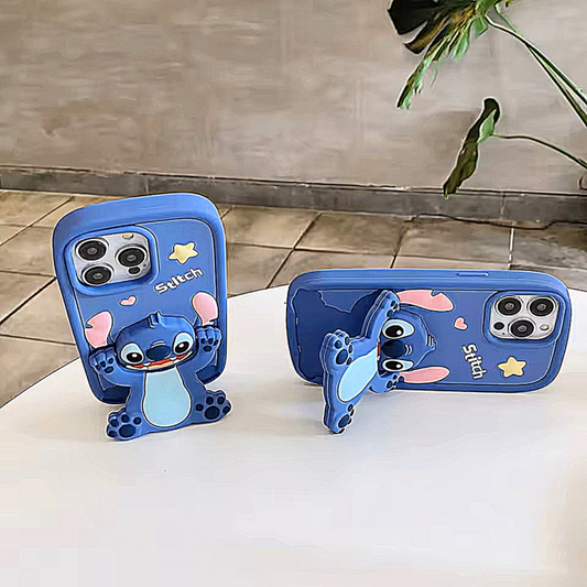 funda de silicona suave con soporte para espejo de maquillaje-Stitch
