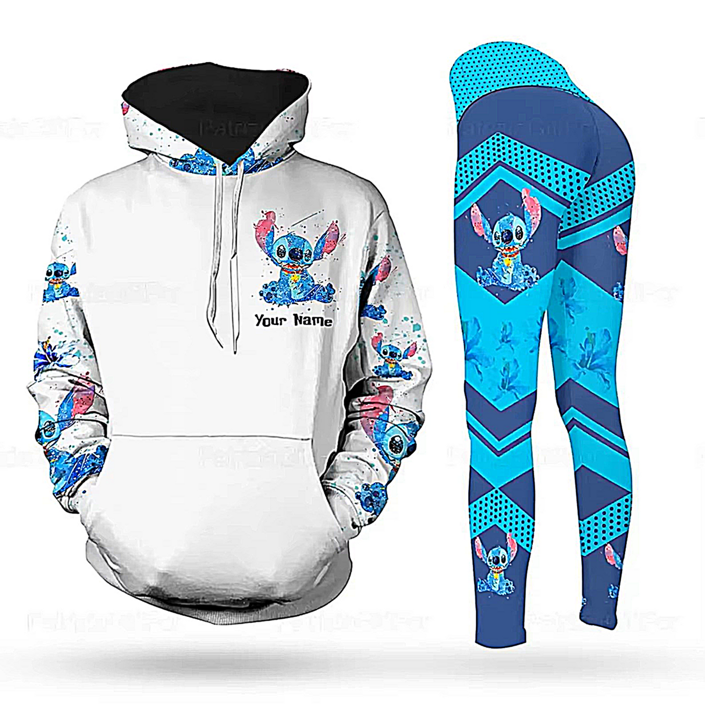 Conjunto de sudadera con capucha y leggings-stitch