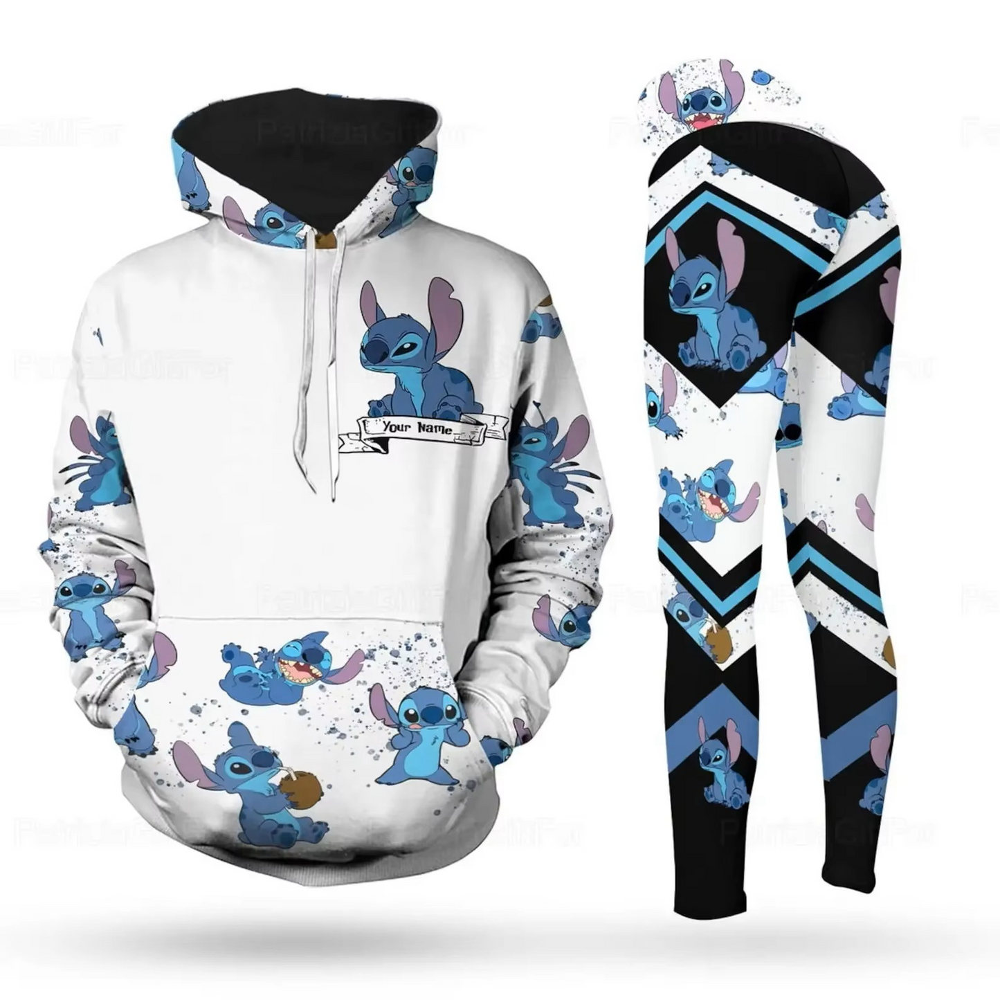 Conjunto de sudadera con capucha y leggings-stitch