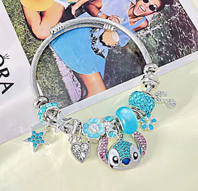 Pulsera de moda con brillantes y plata-stitch