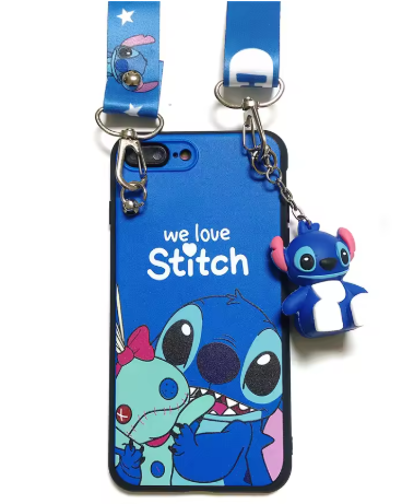 funda de teléfono con cuerda de soporte-Stitch
