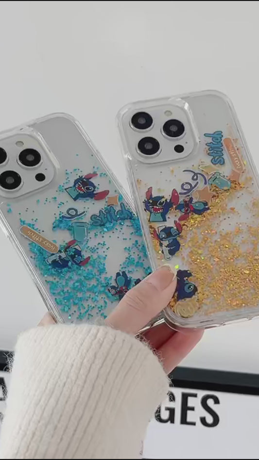 funda de arena movediza líquid- Stitch para Iphone