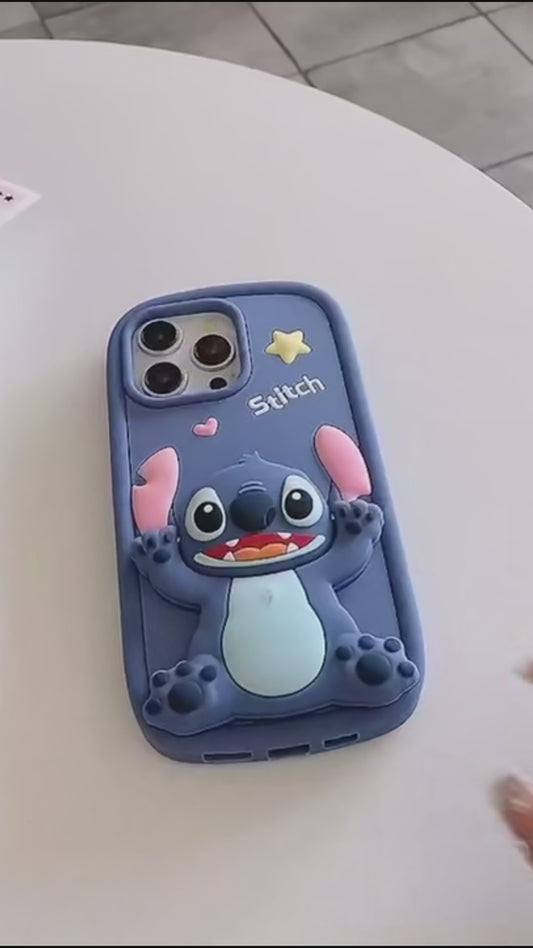 funda de silicona suave con soporte para espejo de maquillaje-Stitch